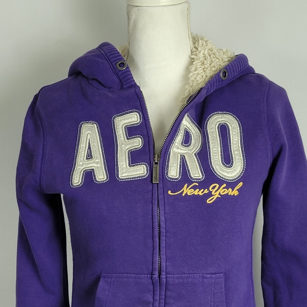 2010 Aeropostale new york Faux Fur lined hoodie size medium - Picture 2 of 14